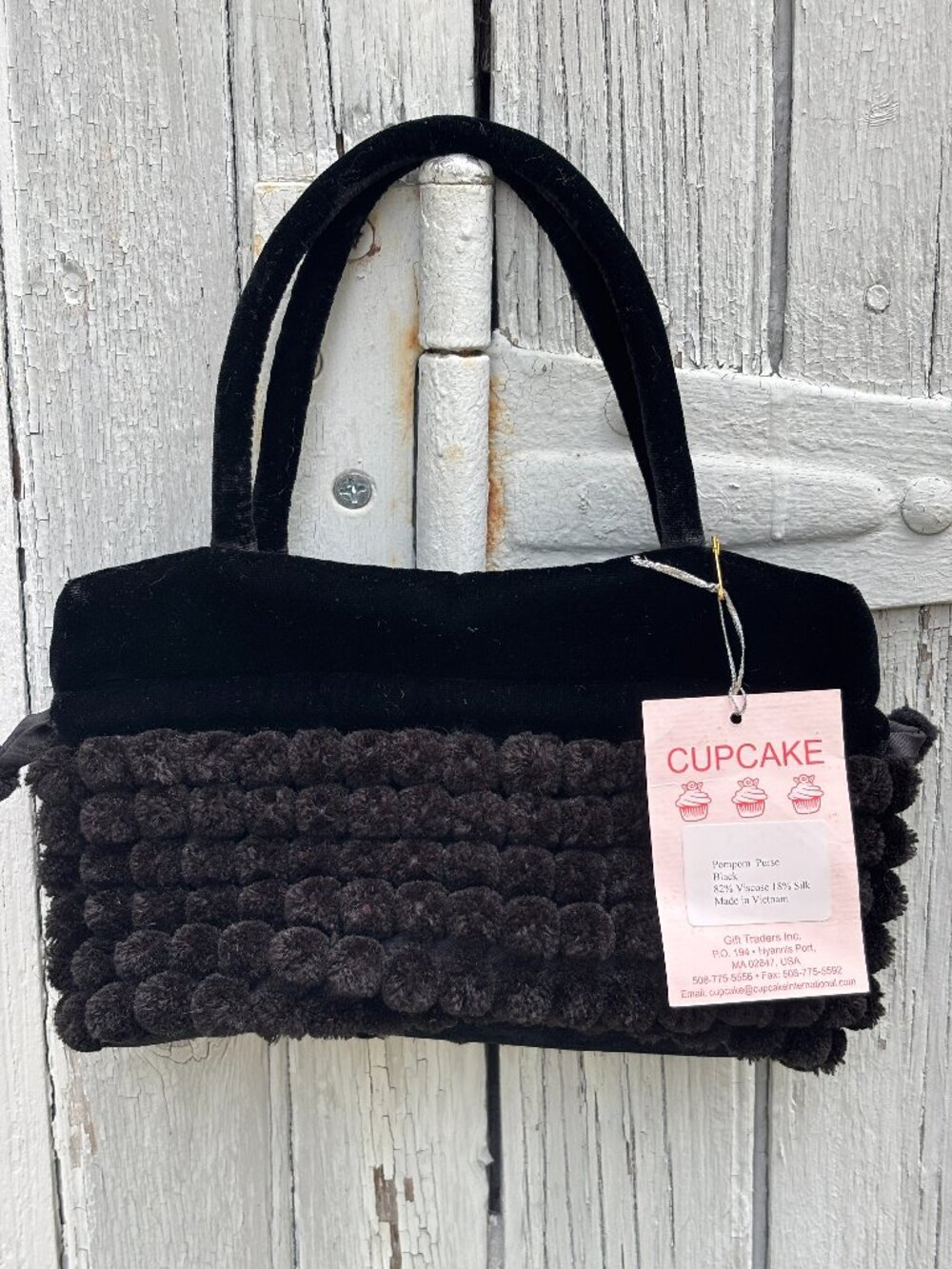Cupcake International Black Pompom Purse | NWT